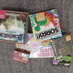 Various board games including CandyLand, Really Loud Librarians and Sorry.
