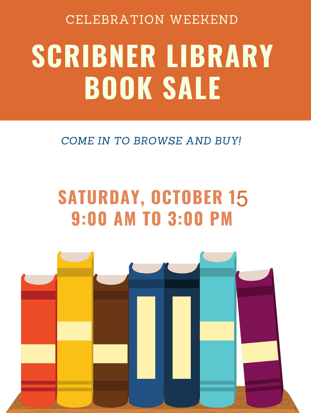 The Scribner Library book sale will be held from 9am to 3pm on Saturday, October 15 2022.