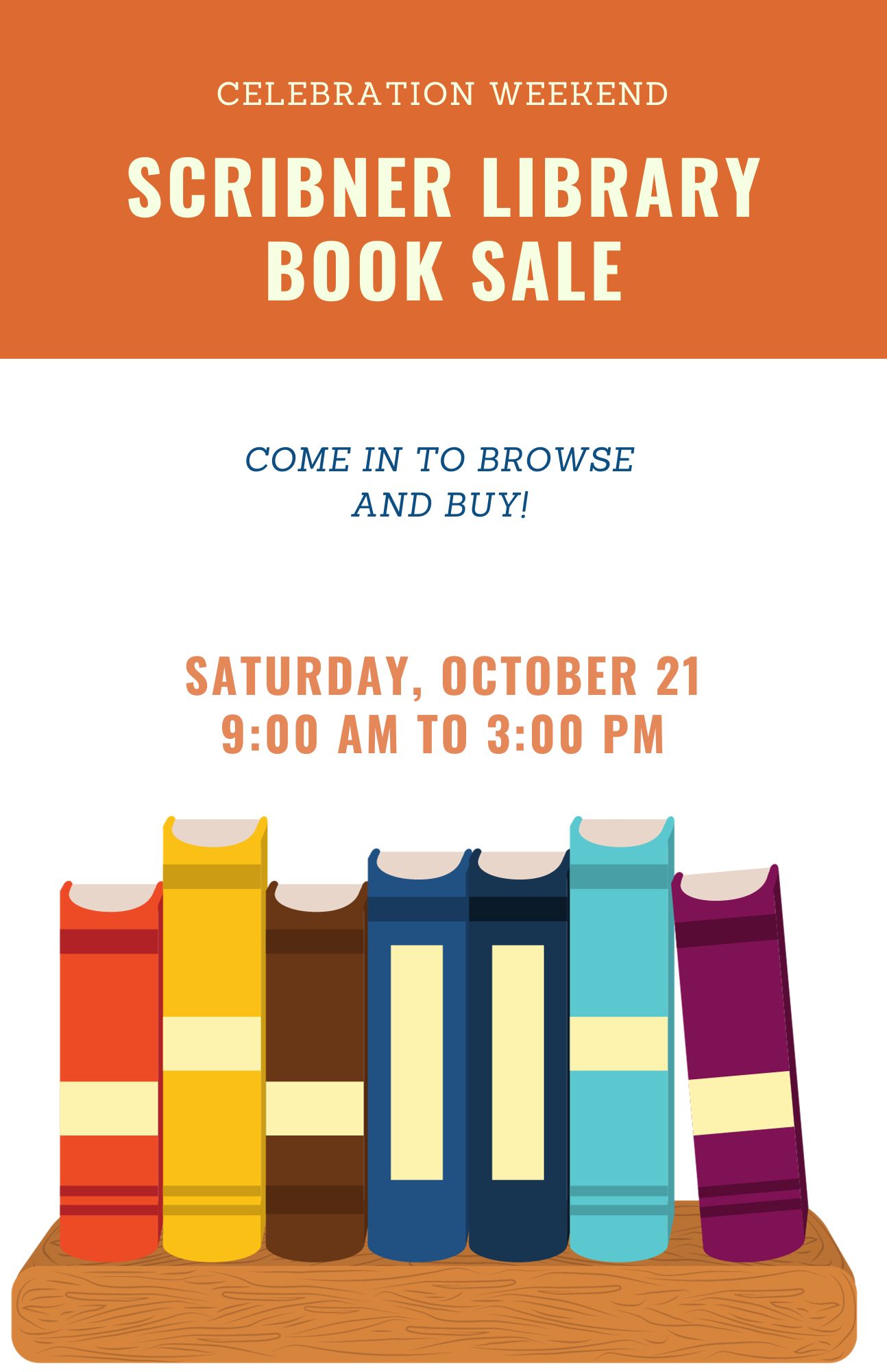 The Scribner Library book sale will be held from 9am to 3pm on Saturday, October 15 2022.